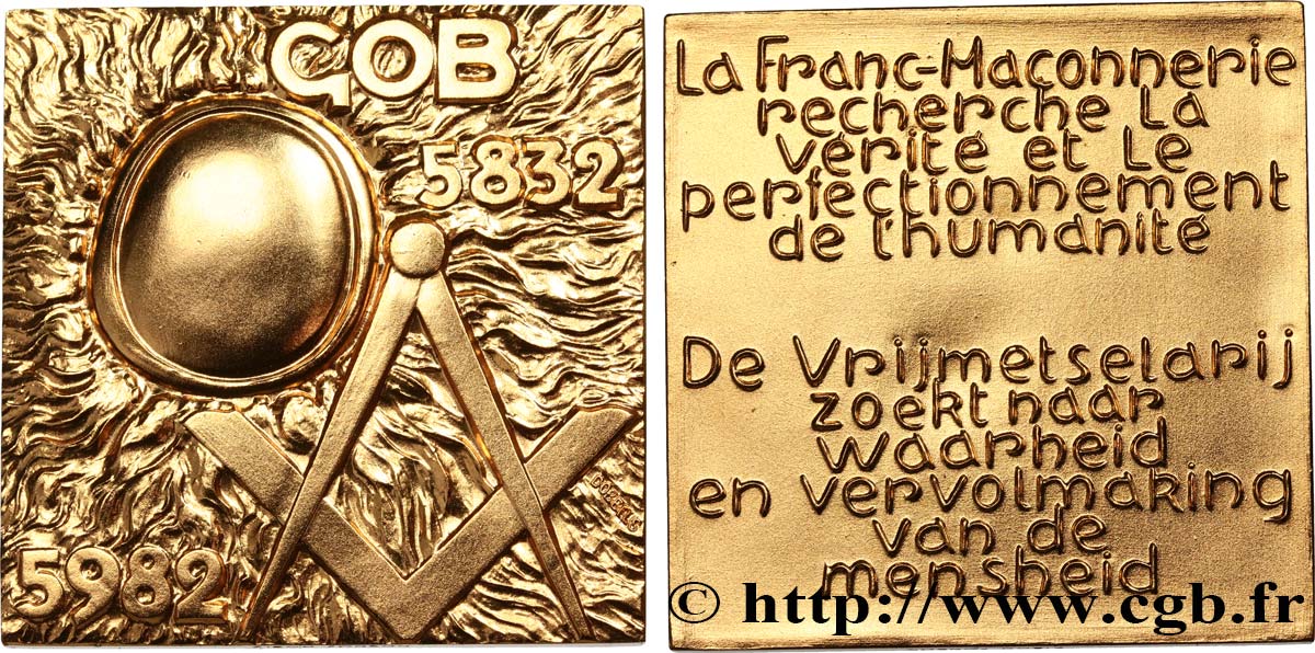 FRANC-MAÇONNERIE - PARIS Médaille, 150e anniversaire, GOB MBC+