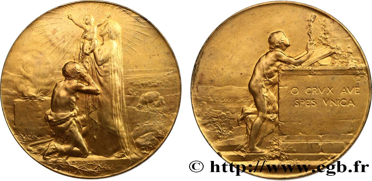 III REPUBLIC Médaille, la Rédemption, Noces d’or d’Emile Robillard et Lucie Masson AU