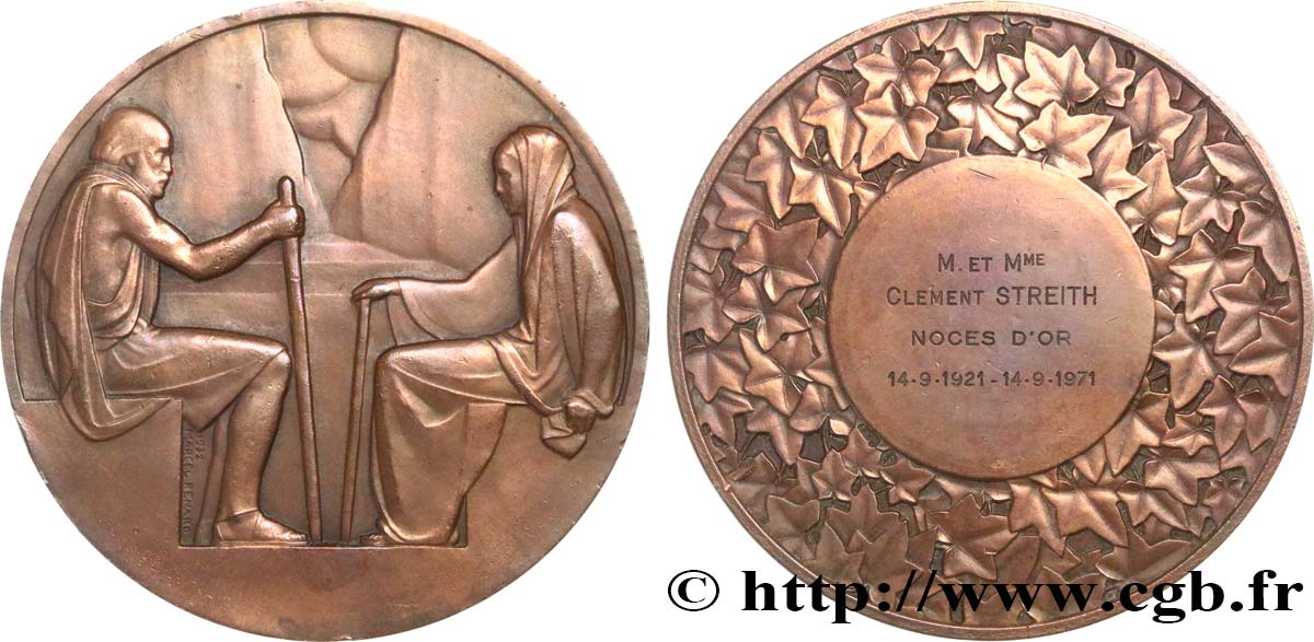 AMOUR ET MARIAGE Médaille, Noces d’or de Madame et Monsieur Clément Streith XF