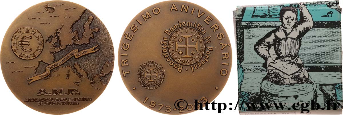 PORTUGAL Médaille, 30e anniversaire de l’Association numismatique du Portugal SUP
