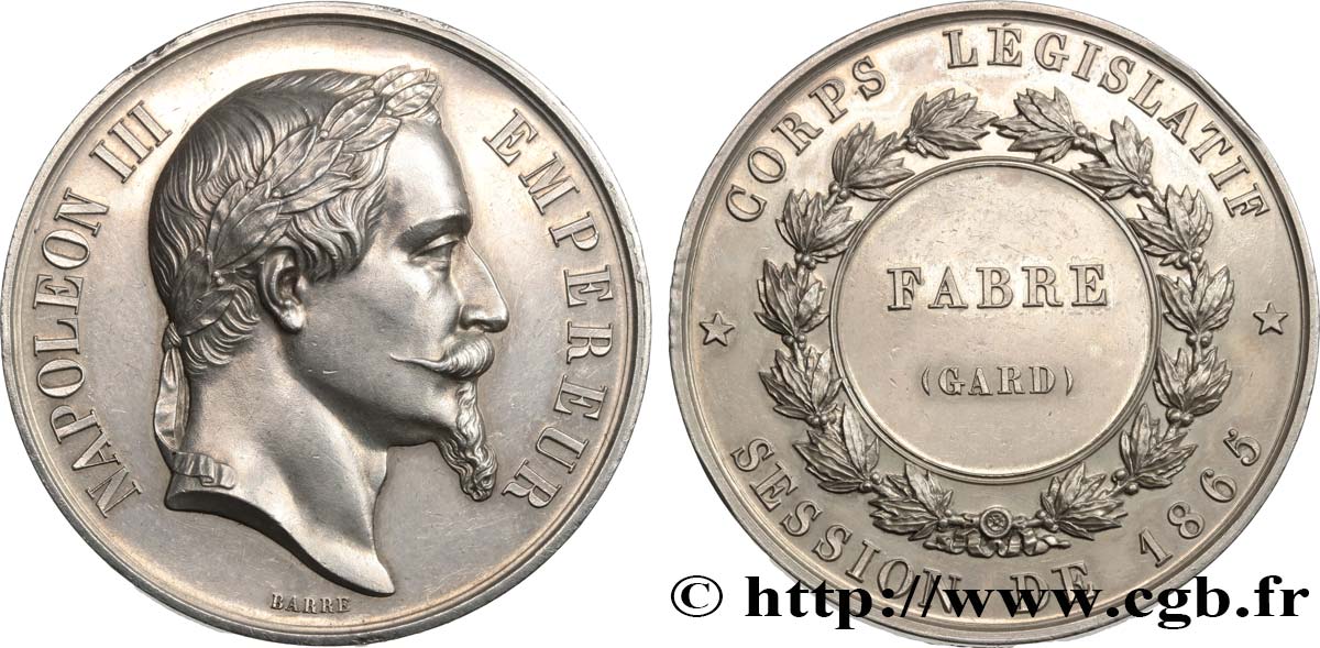 SEGUNDO IMPERIO FRANCES Médaille, corps législatif, Auguste Fabre EBC