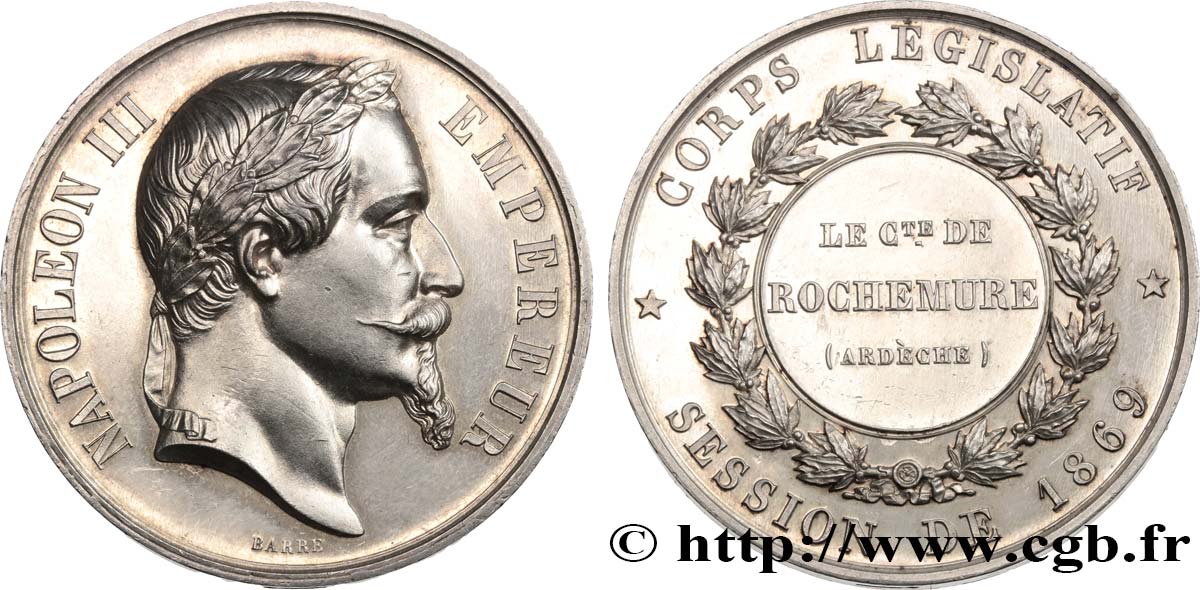 SECONDO IMPERO FRANCESE Médaille, corps législatif, Charles de Fages de Latour SPL+