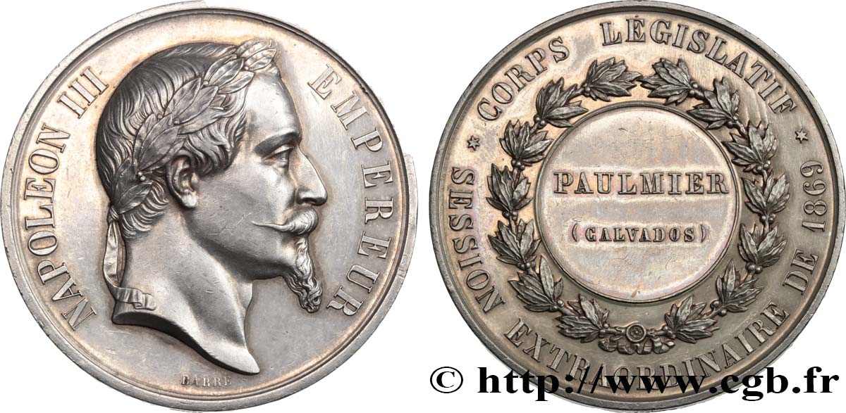SECONDO IMPERO FRANCESE Médaille, corps législatif, session extraordinaire, Charles-Pierre-Paul Paulmier SPL
