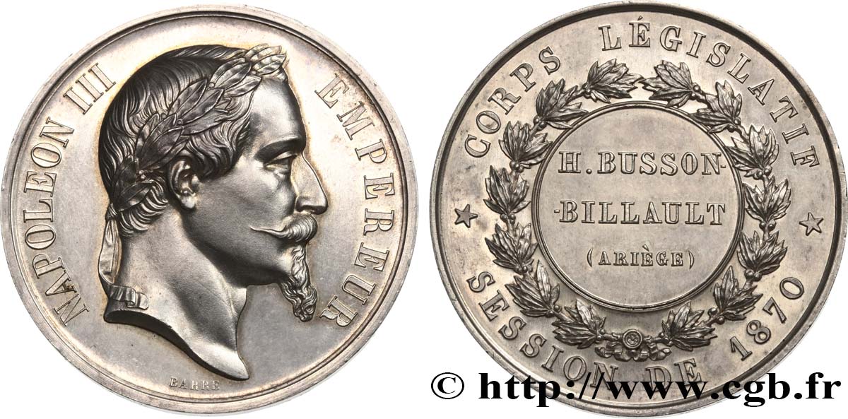 SEGUNDO IMPERIO FRANCES Médaille, corps législatif, session de 1870 SC