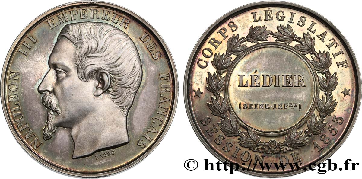 SECOND EMPIRE Médaille, corps législatif, Stanislas Lédier SUP+/SPL