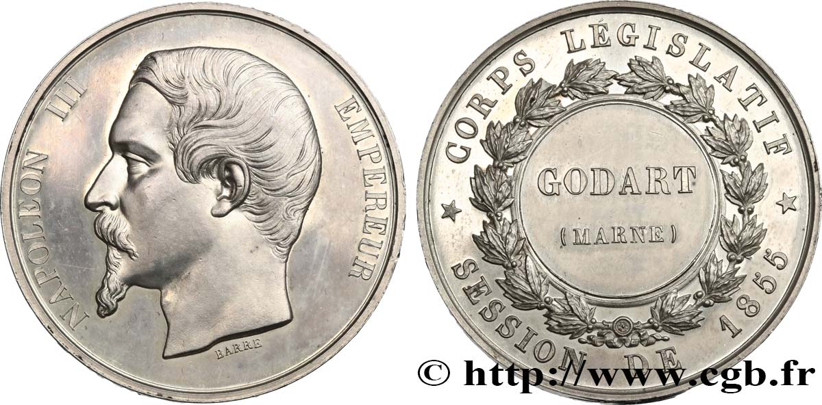 SECOND EMPIRE Médaille, corps législatif, Alexandre Godart de Juvigny SUP+