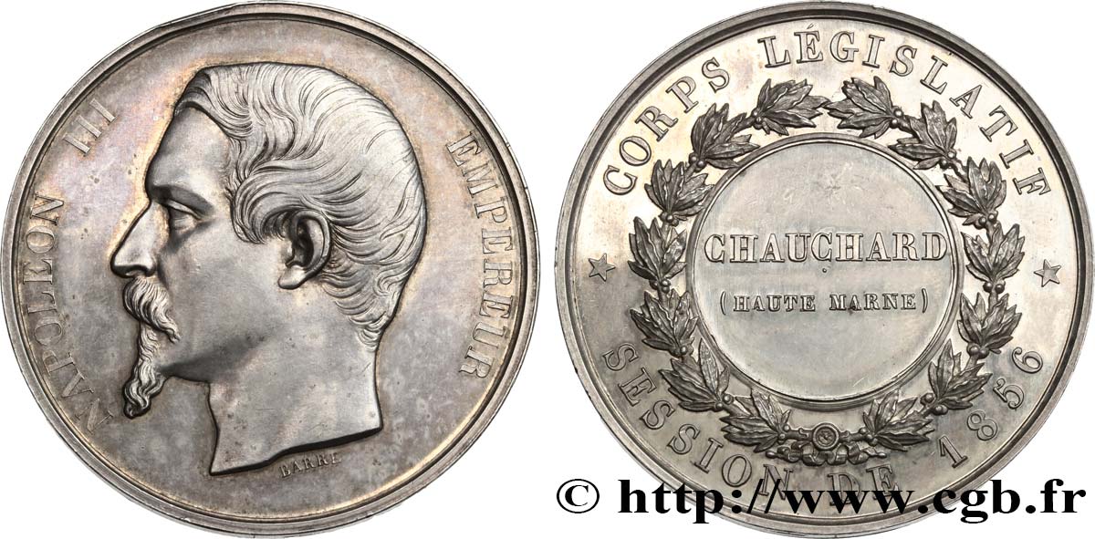 SEGUNDO IMPERIO FRANCES Médaille, corps législatif, Jean-Baptiste Chauchard EBC