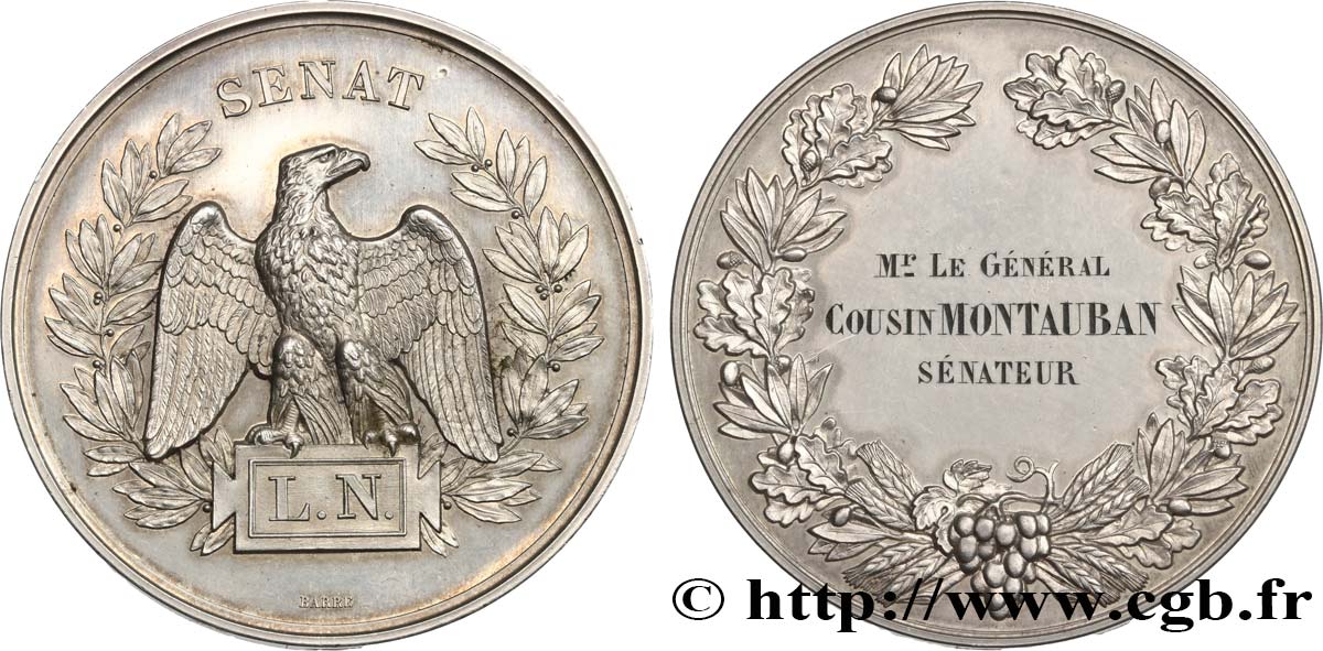 SEGUNDO IMPERIO FRANCES Médaille, Sénat, Général Charles Cousin-Montauban EBC