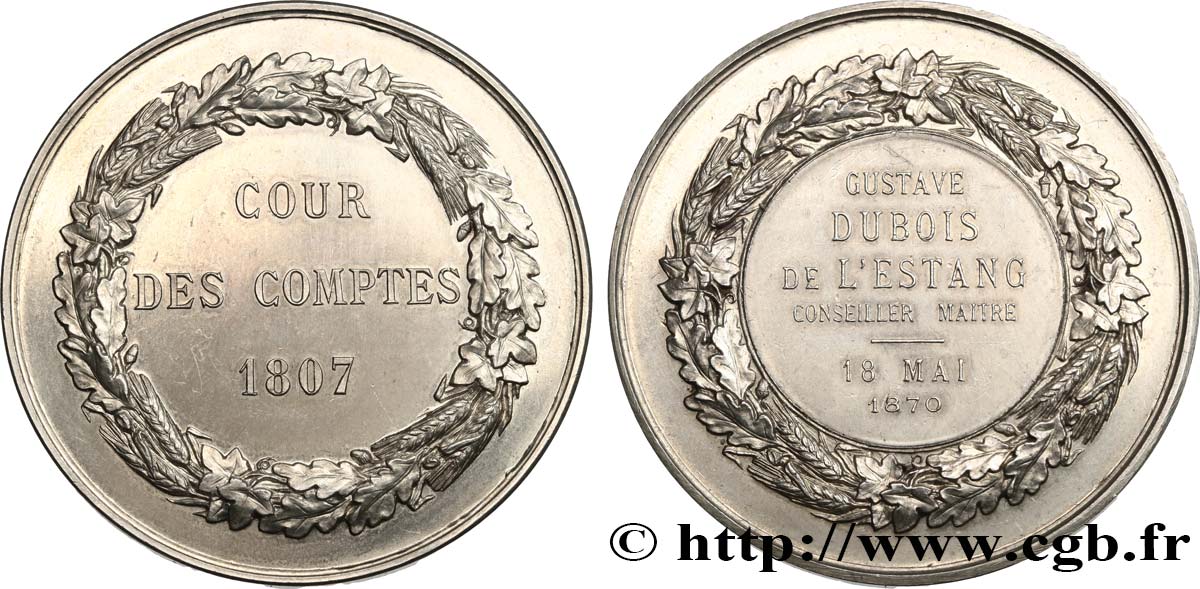 SEGUNDO IMPERIO FRANCES Médaille, Cour des comptes, Conseiller maître EBC