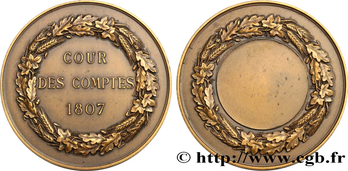 TERCERA REPUBLICA FRANCESA Médaille, Cour des comptes MBC+