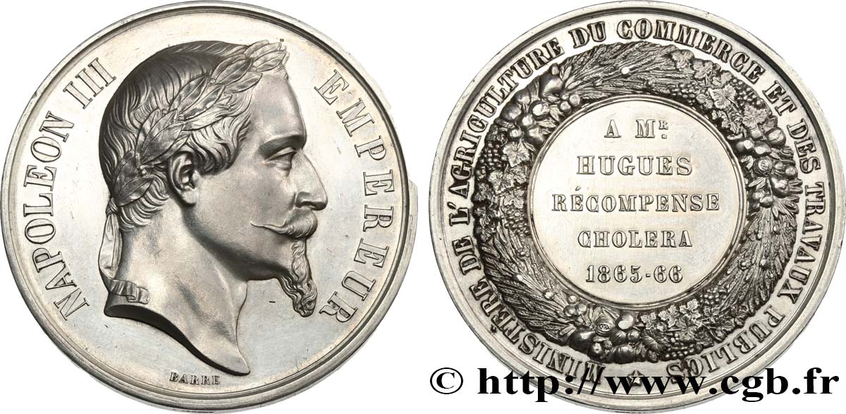 SECOND EMPIRE Médaille, Récompense choléra SUP/TTB+