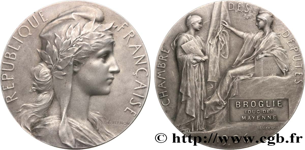 TERZA REPUBBLICA FRANCESE Médaille parlementaire, Louis-Alphonse, duc de Broglie SPL