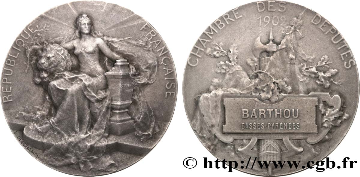 III REPUBLIC Médaille parlementaire, VIIIe législature, Louis Barthou AU