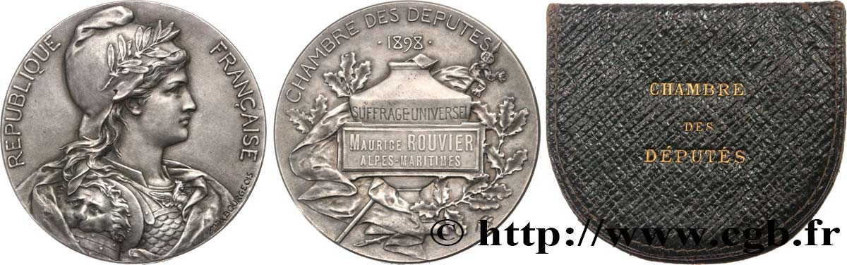 III REPUBLIC Médaille parlementaire, VIIe législature, Maurice Rouvier AU/AU