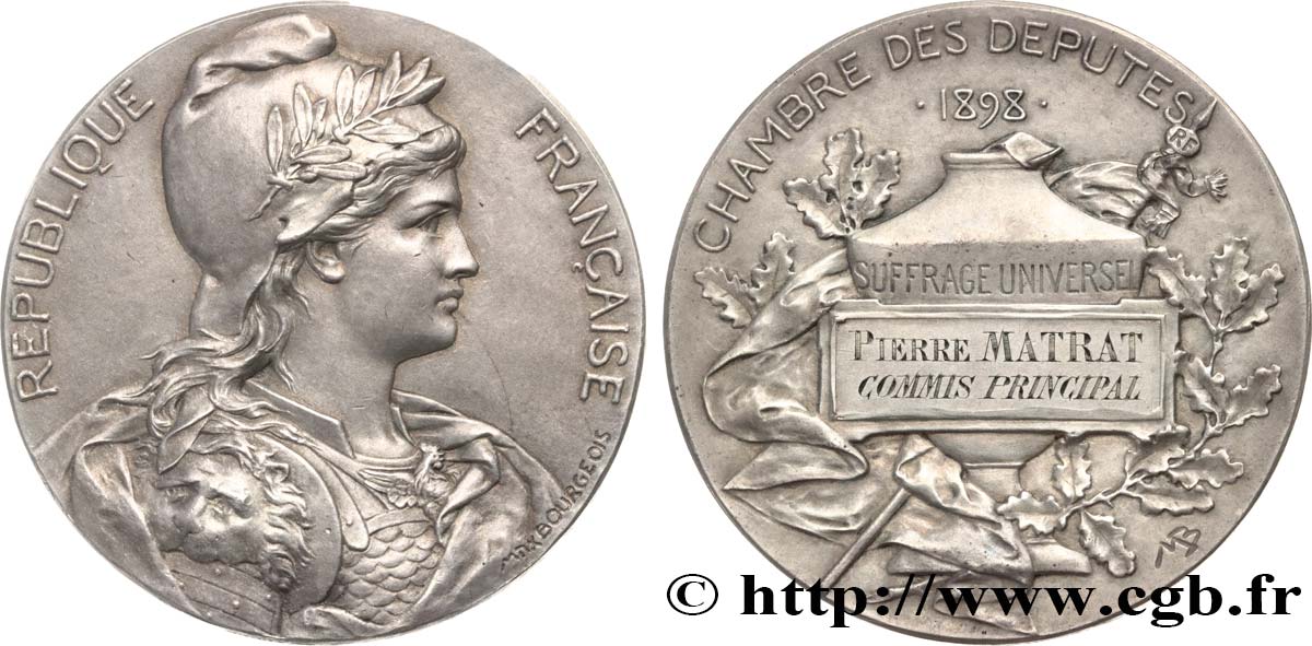 TERCERA REPUBLICA FRANCESA Médaille parlementaire, VIIe législature, Commis principal EBC