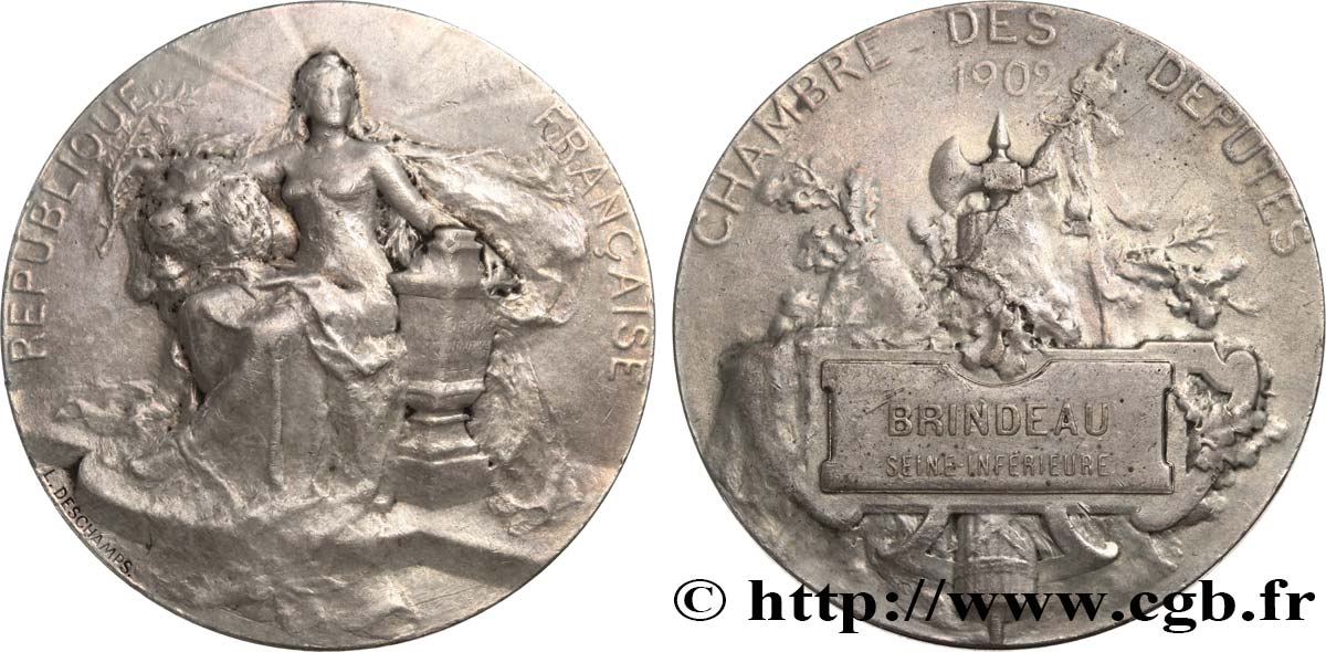 TROISIÈME RÉPUBLIQUE Médaille parlementaire, VIIIe législature, Louis Brindeau TB+