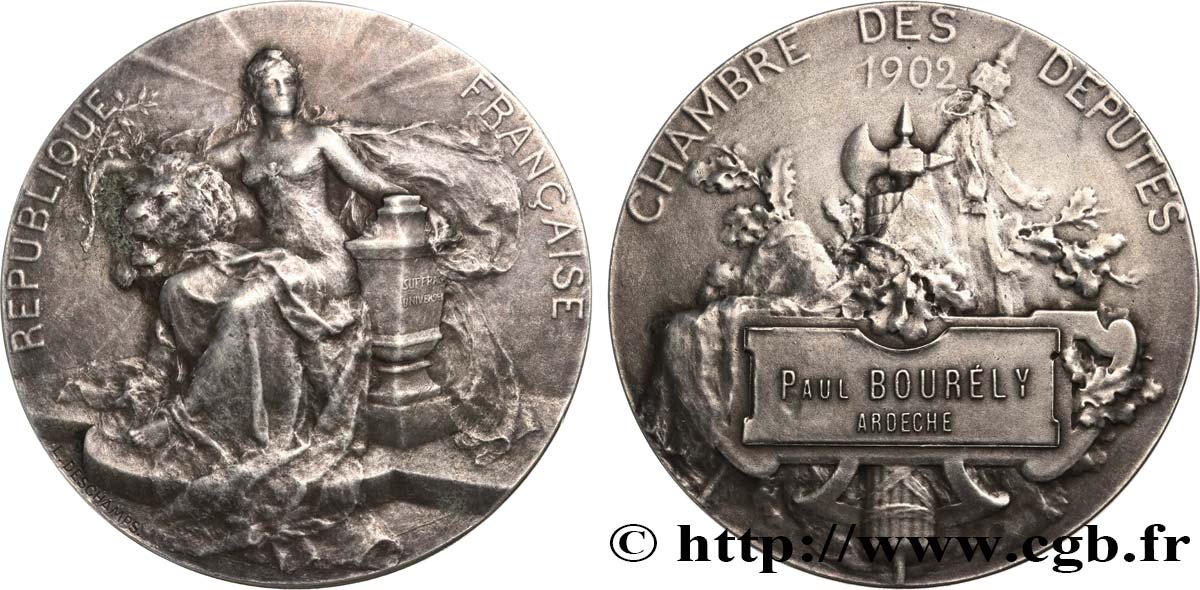 TROISIÈME RÉPUBLIQUE Médaille parlementaire, VIIIe législature, Paul Bourély TTB