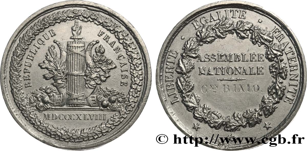 DEUXIÈME RÉPUBLIQUE Médaille parlementaire, Citoyen Bixio TTB
