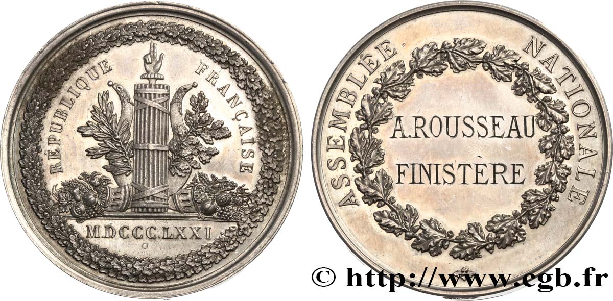 III REPUBLIC Médaille parlementaire, Armand Rousseau AU