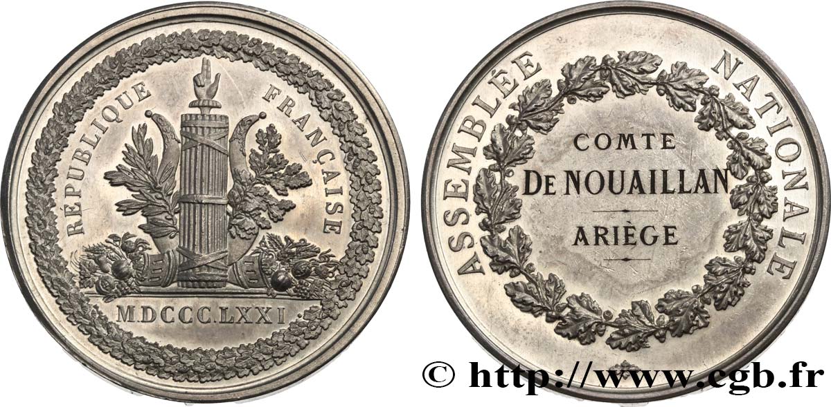 III REPUBLIC Médaille parlementaire, Amédée de Nouailhan MS/AU