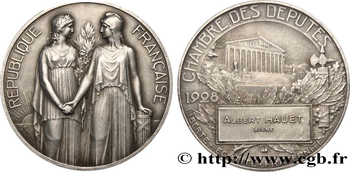 III REPUBLIC Médaille parlementaire, XIVe législature, Albert Hauet AU