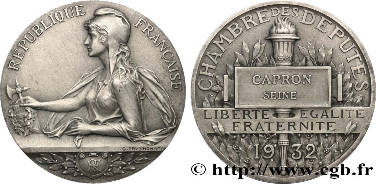 III REPUBLIC Médaille parlementaire, XVe législature, Marcel Capron AU