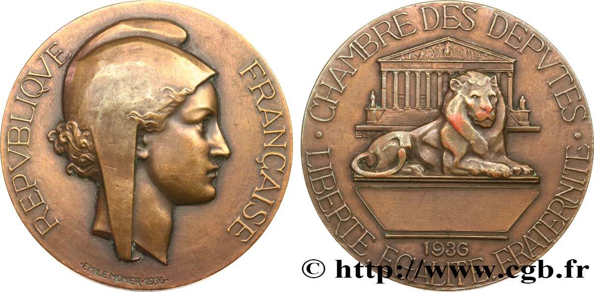TROISIÈME RÉPUBLIQUE Médaille parlementaire, XVIe législature TTB