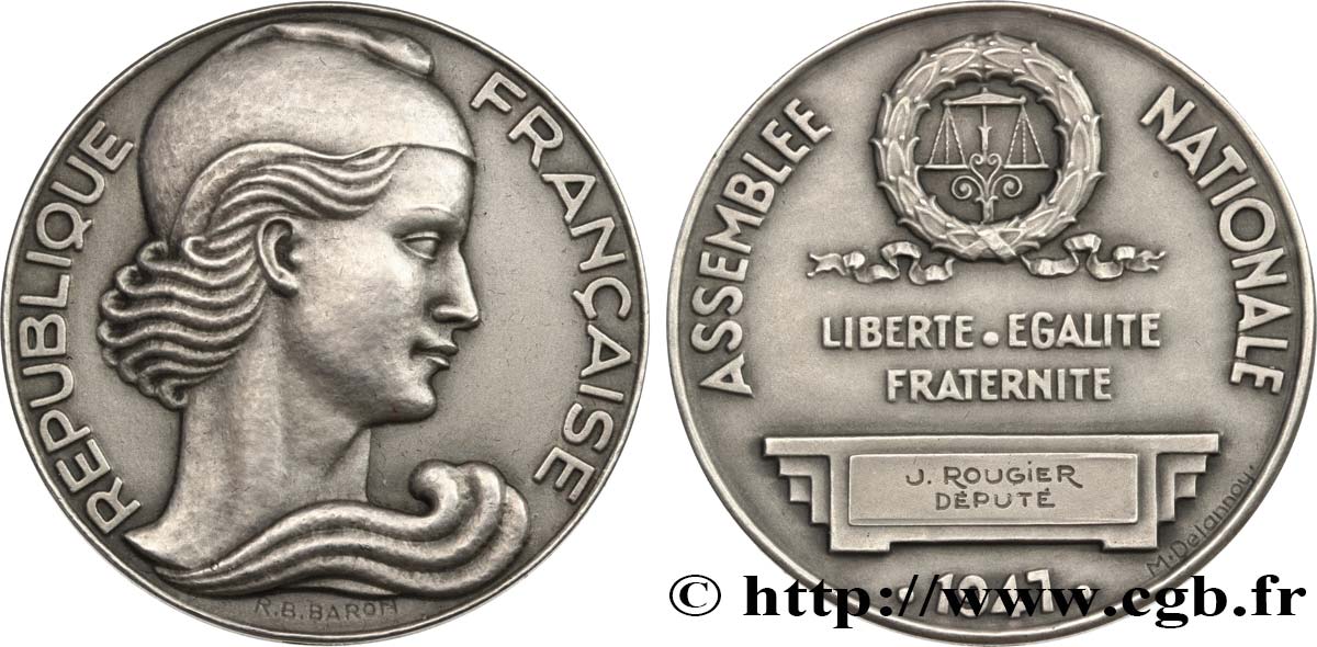 QUATRIÈME RÉPUBLIQUE Médaille parlementaire, Jean Rougier SUP