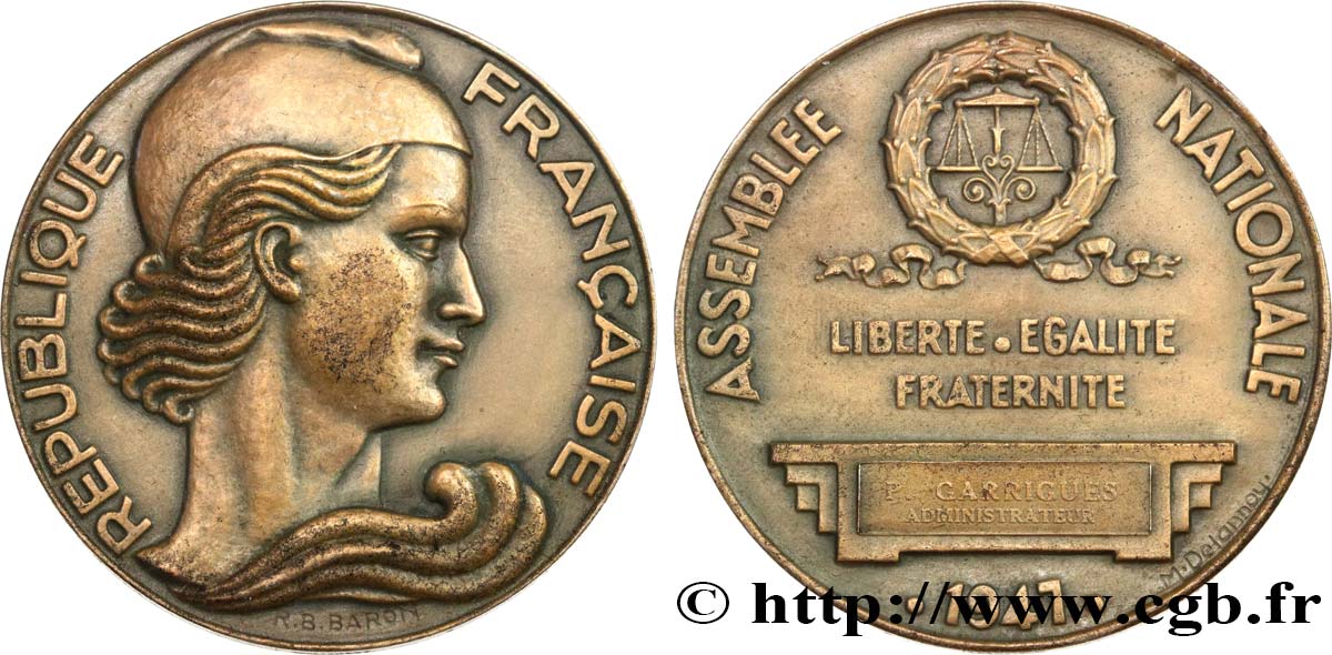 VIERTE FRANZOSISCHE REPUBLIK Médaille parlementaire, Administrateur fVZ