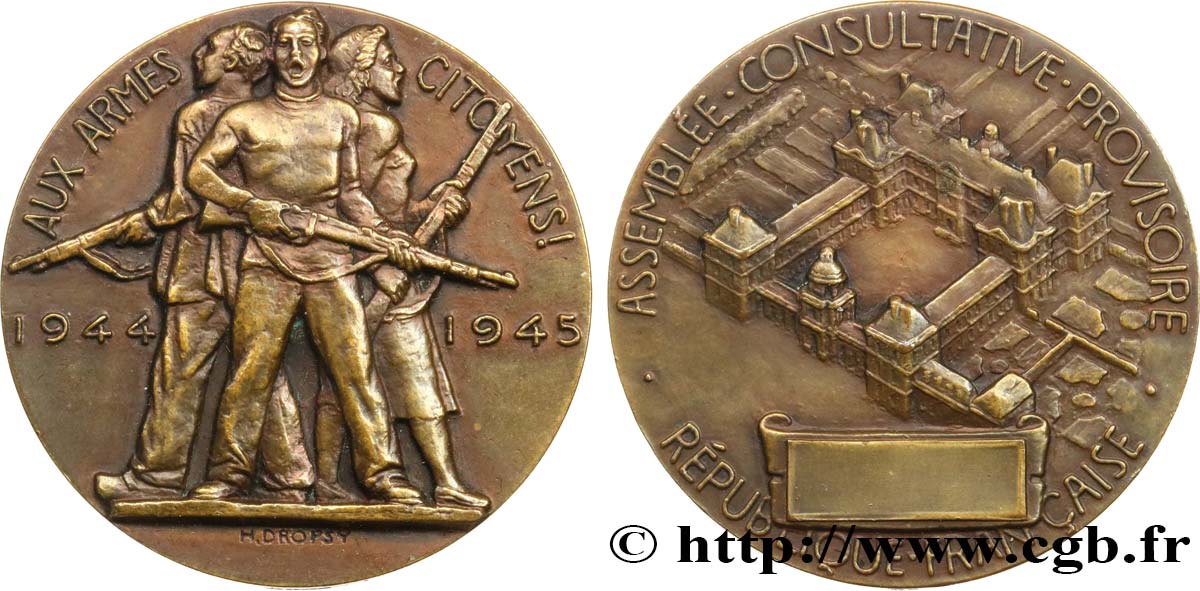 GOUVERNEMENT PROVISOIRE DE LA RÉPUBLIQUE FRANÇAISE Médaille parlementaire, Assemblée consultative provisoire SUP