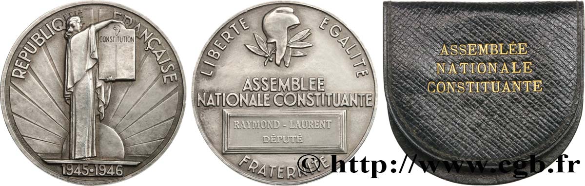 PROVISORY GOVERNEMENT OF THE FRENCH REPUBLIC Médaille parlementaire, Ire Assemblée nationale constituante, Jean Raymond-Laurent EBC