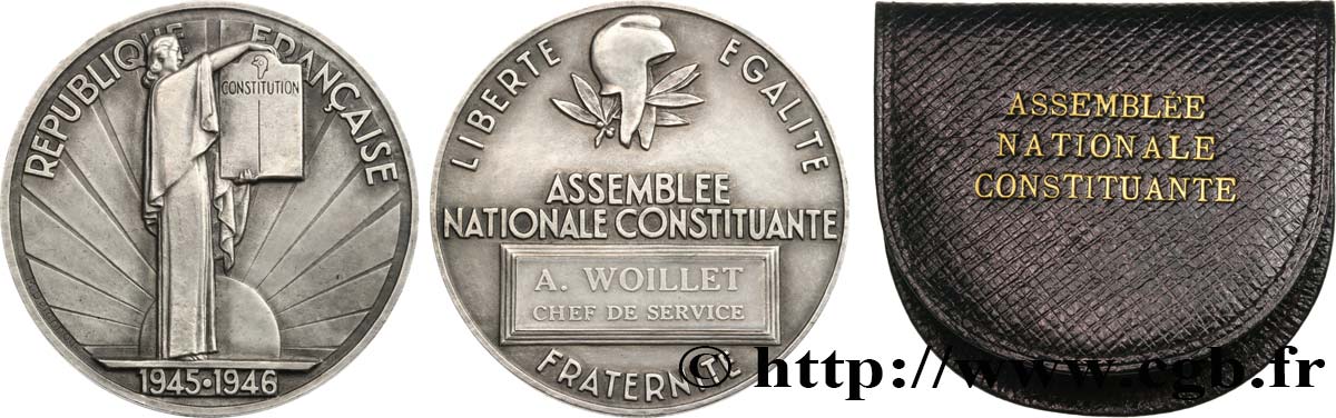 PROVISORY GOVERNEMENT OF THE FRENCH REPUBLIC Médaille parlementaire, Ire Assemblée nationale constituante, Chef de service AU