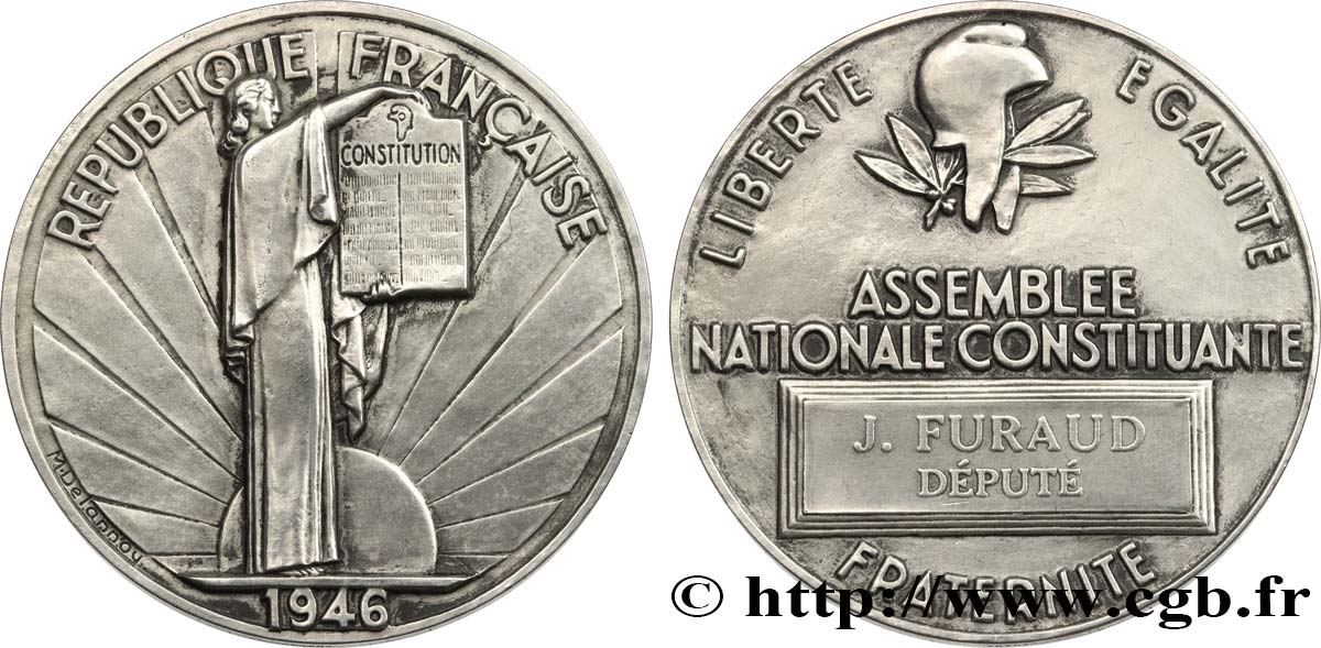 PROVISORY GOVERNEMENT OF THE FRENCH REPUBLIC Médaille parlementaire, IIe Assemblée nationale constituante, Jacques Furaud AU