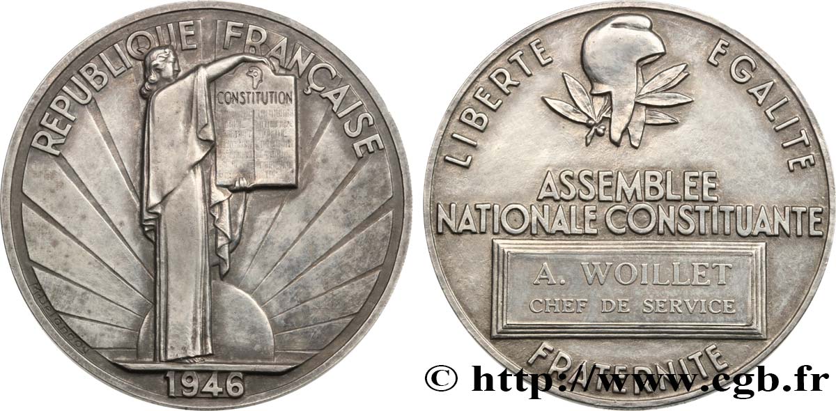 PROVISORY GOVERNEMENT OF THE FRENCH REPUBLIC Médaille parlementaire, IIe Assemblée nationale constituante, Chef de service VZ+