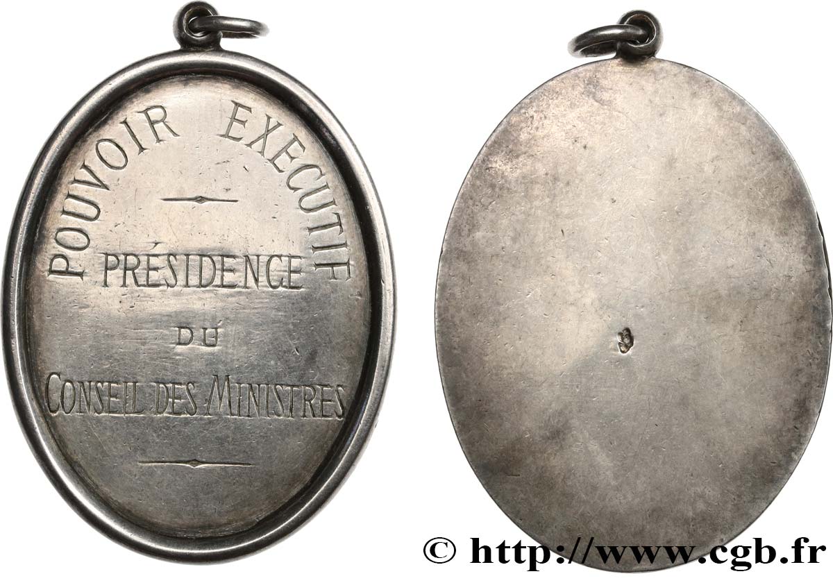 III REPUBLIC Médaille, Présidence du Conseil des Ministres XF