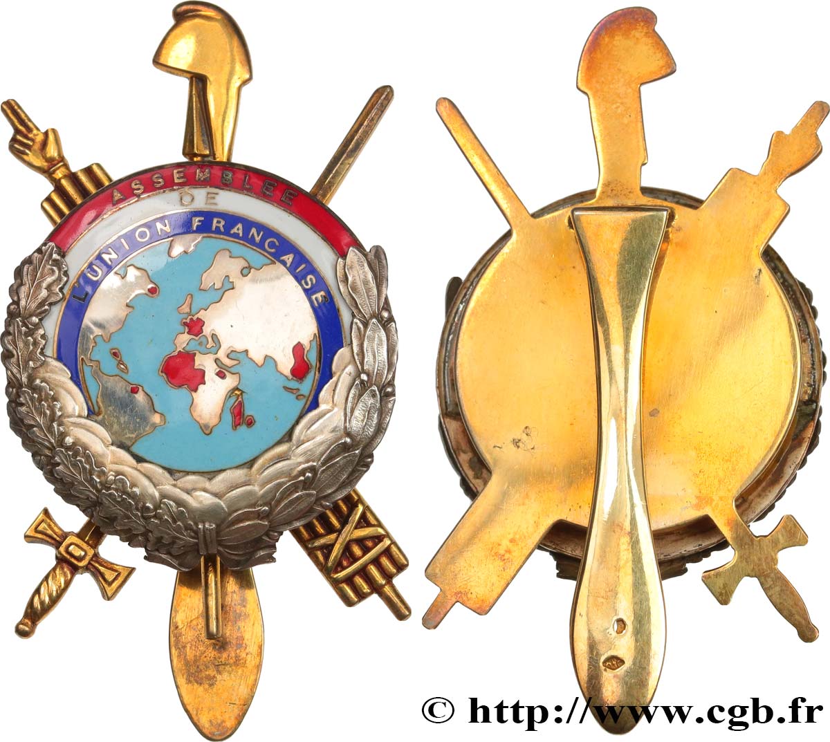 UNION FRANÇAISE - QUATRIÈME RÉPUBLIQUE Insigne de fonction, Assemblée de l’Union Française TTB+