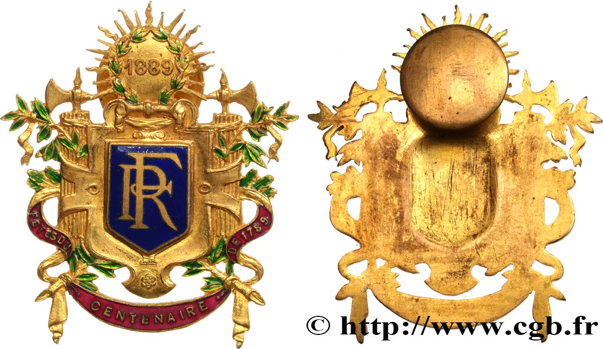 TERCERA REPUBLICA FRANCESA Insigne, Fêtes du centenaire de 1789 MBC