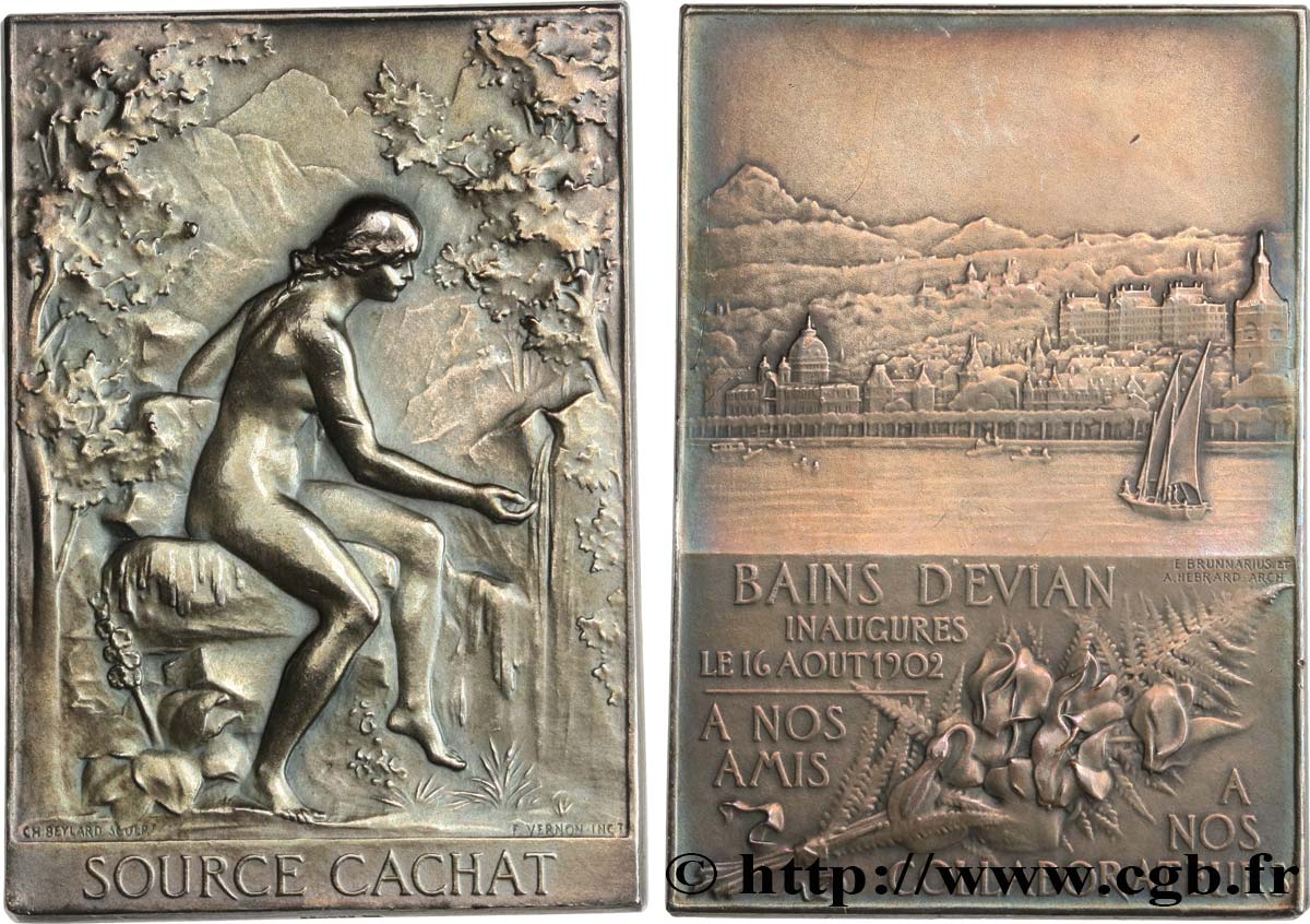 III REPUBLIC Plaque, Source Cachat - inauguration des bains XF