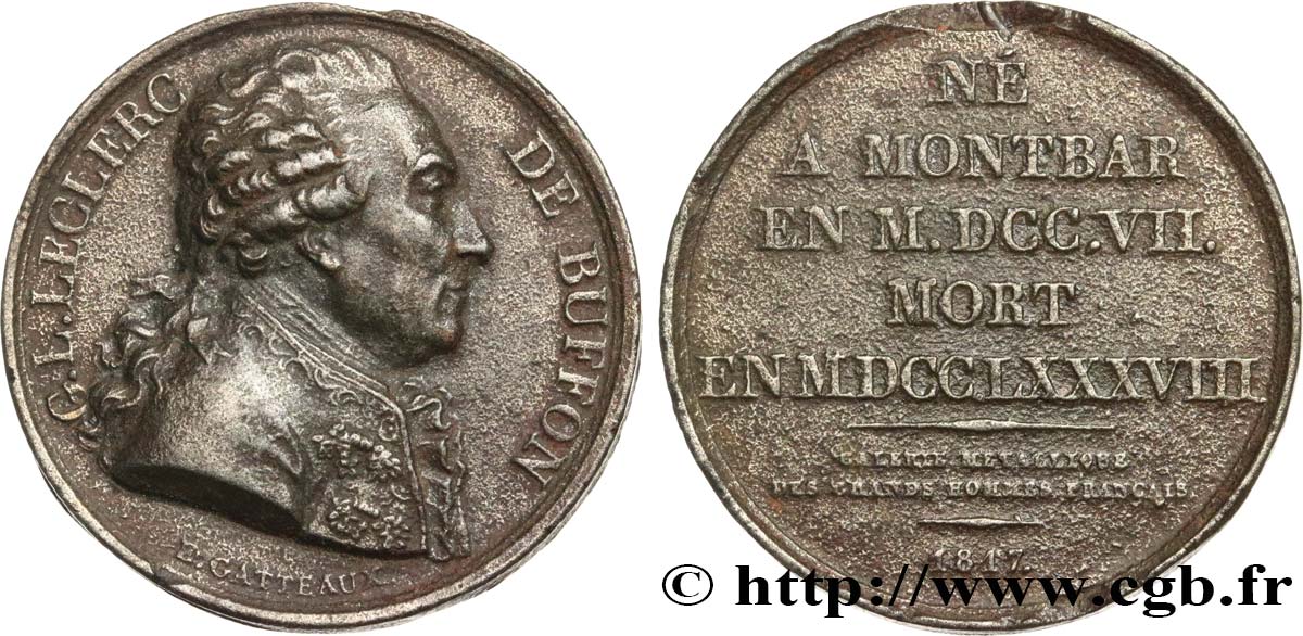 GALERIE MÉTALLIQUE DES GRANDS HOMMES FRANÇAIS Médaille, Georges-Louis Leclerc de Buffon TB+