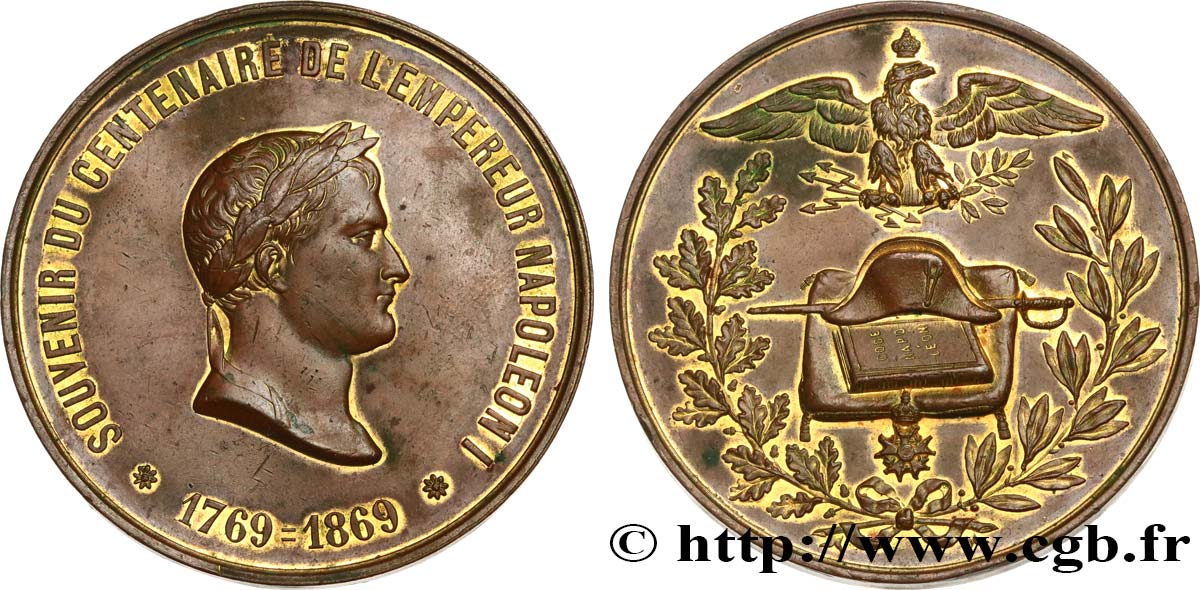 SEGUNDO IMPERIO FRANCES Médaille, Centenaire de l’empereur Napoléon Ier MBC
