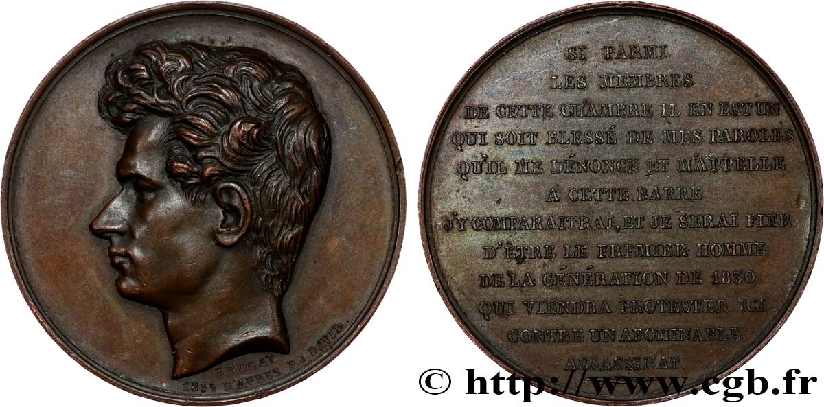 LUIGI FILIPPO I Médaille, Armand Carrel et l assassinat de Ney, q.SPL