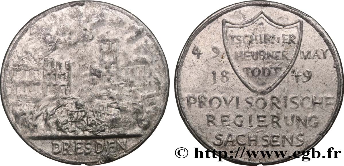 ALLEMAGNE - ROYAUME DE SAXE - FRÉDÉRIC-AUGUSTE II Médaille, Gouvernement provisoire de Saxe TTB