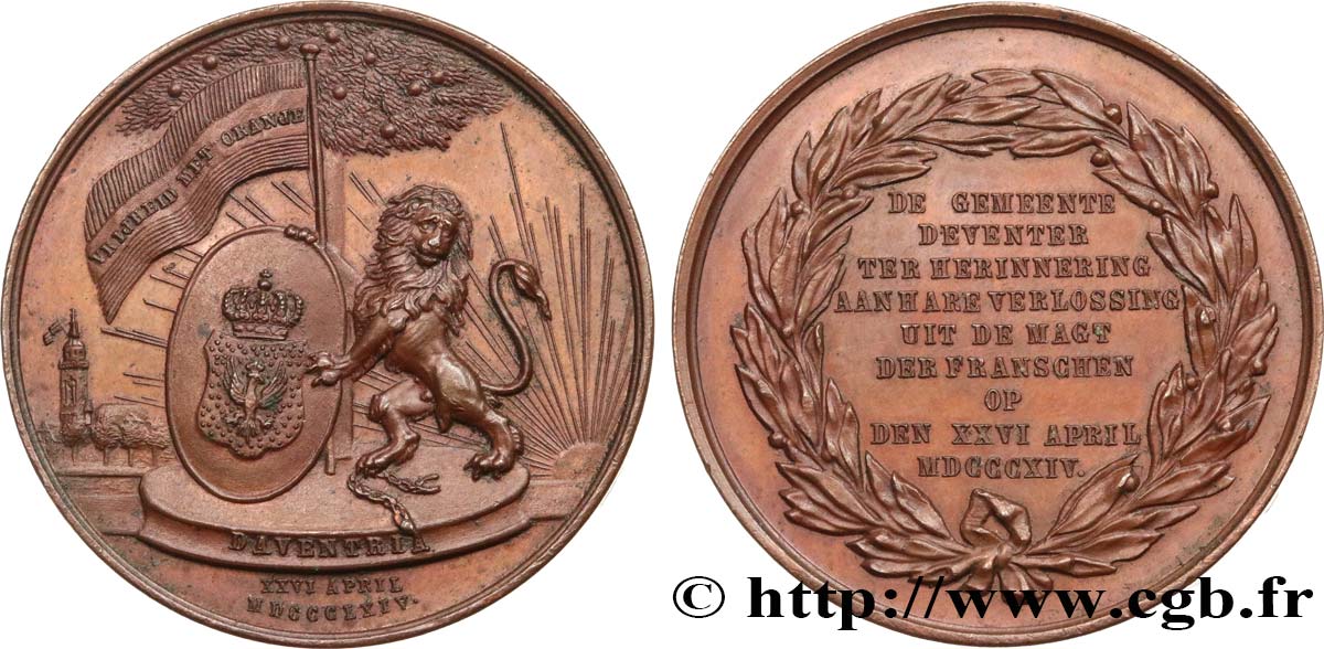 PAYS BAS - ROYAUME DE HOLLANDE - GUILLAUME III Médaille, 50e anniversaire de la libération de la domination française EBC