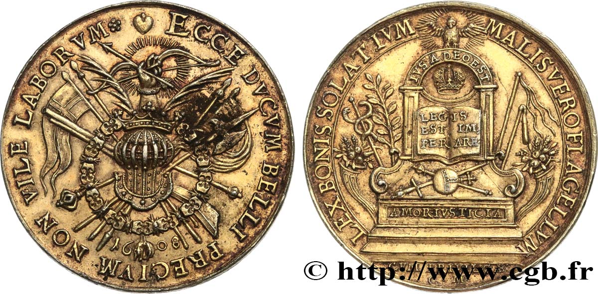 ALLEMAGNE - VILLE LIBRE DE NUREMBERG Médaille, Lex bonis solatium, Malisvero flagellum XF