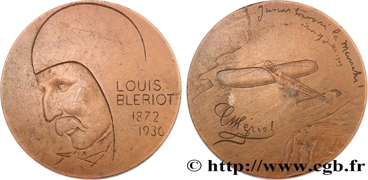 AÉRONAUTIQUE - AVIATION : AVIATEURS & AVIONS Médaille, Louis Bleriot TTB+