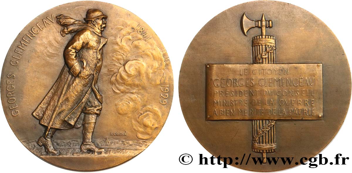 TERCERA REPUBLICA FRANCESA Médaille, Au citoyen Georges Clémenceau EBC