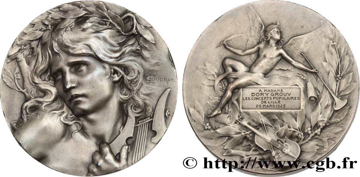 TERZA REPUBBLICA FRANCESE Médaille Orphée - Joueur de lyre q.SPL