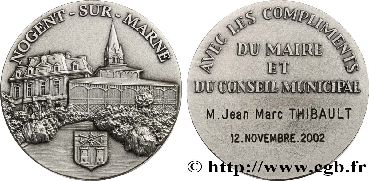QUINTA REPUBLICA FRANCESA Médaille, Compliments du Maire et du Conseil Municipal EBC