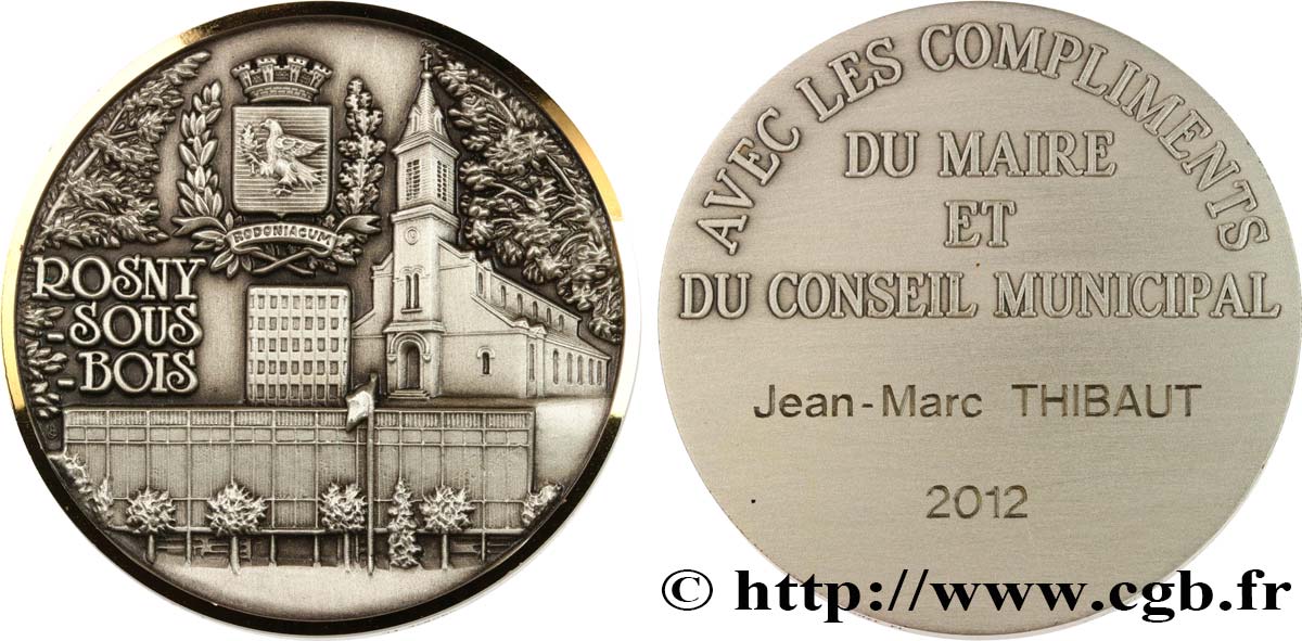 QUINTA REPUBLICA FRANCESA Médaille, Compliments du Maire et du Conseil Municipal EBC