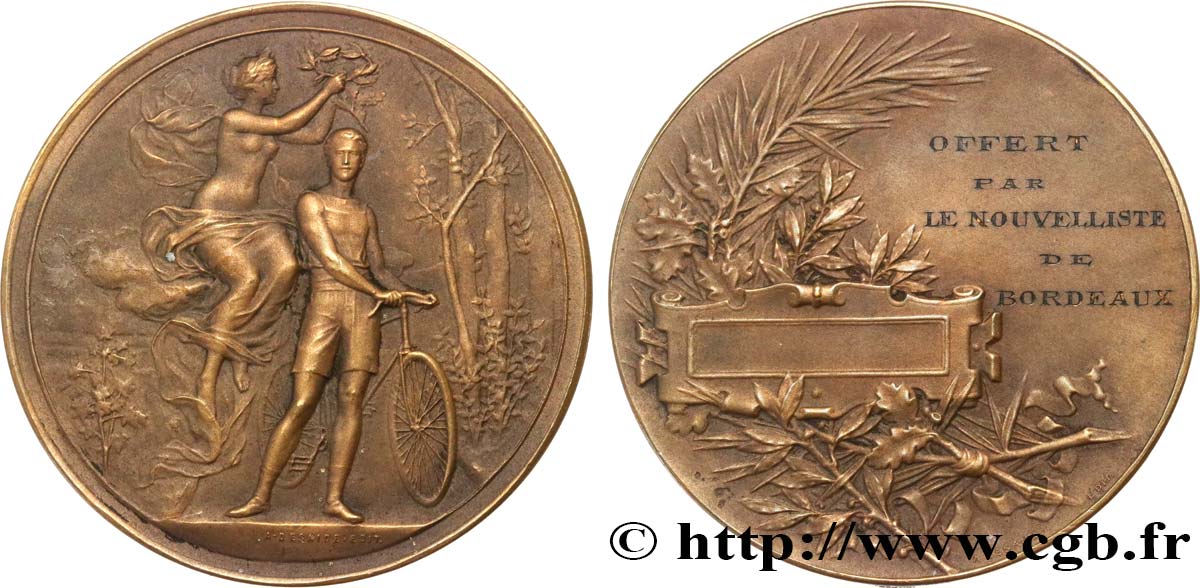 TROISIÈME RÉPUBLIQUE Médaille de récompense, cyclisme TTB